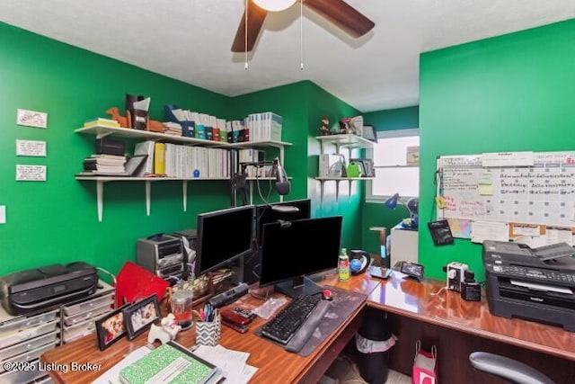 home office featuring ceiling fan