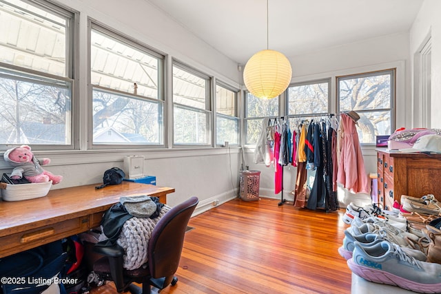 office area featuring light hardwood / wood-style floors