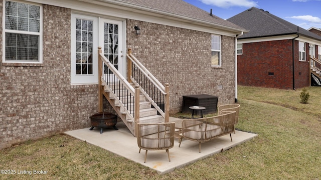 exterior space with a fire pit