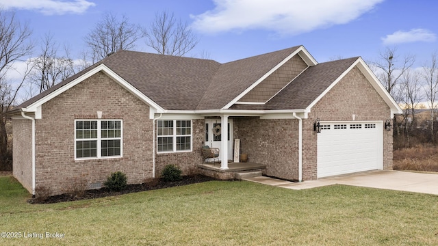 view of front facade with a garage and a front yard