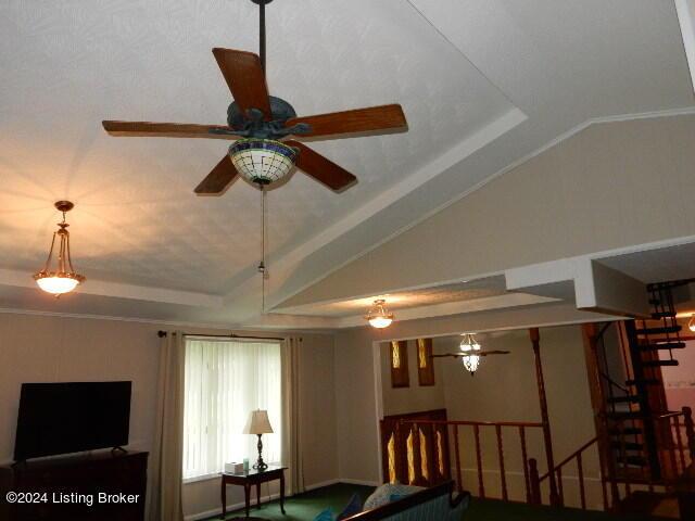 bedroom featuring lofted ceiling