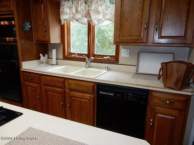 kitchen with sink and black appliances