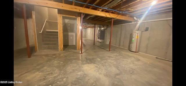 basement with water heater