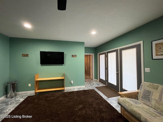 living room with french doors