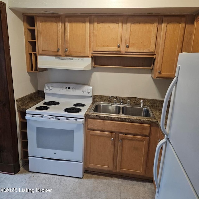 kitchen featuring sink and white appliances