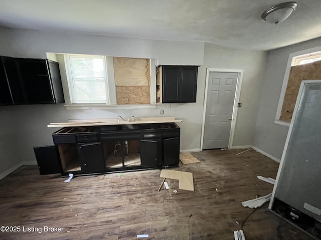 kitchen with a wealth of natural light and dark hardwood / wood-style flooring