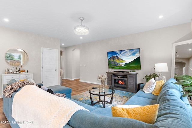 living room featuring light hardwood / wood-style flooring