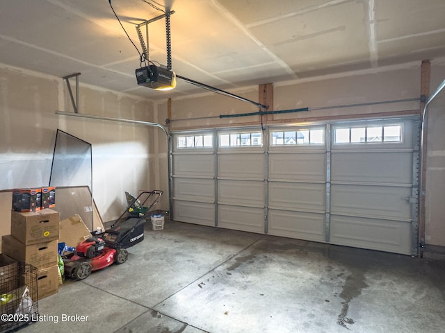 garage with a garage door opener