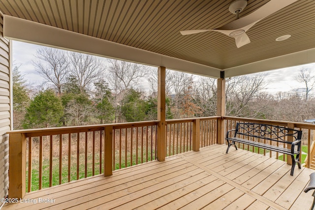 wooden terrace with ceiling fan