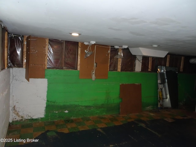 basement with heating unit