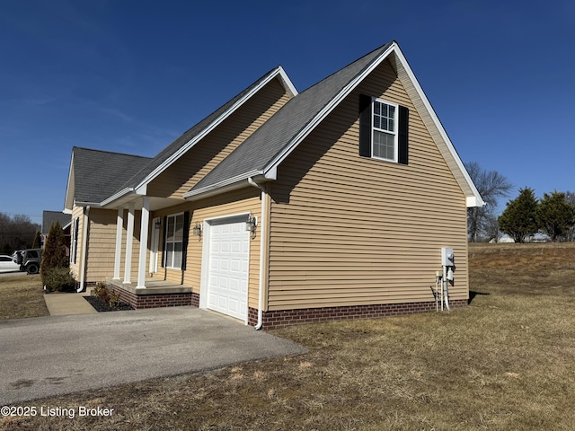 view of property exterior with a garage