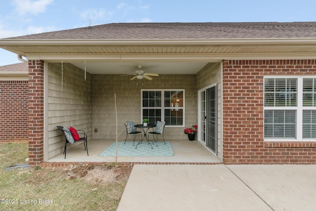 view of patio with ceiling fan