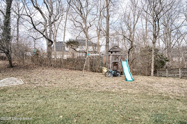 view of yard featuring a playground