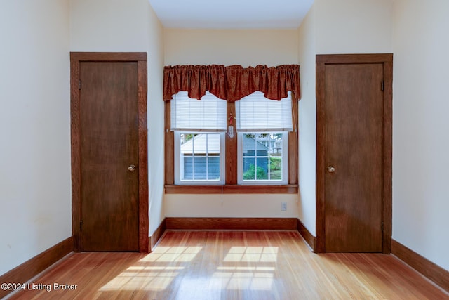 interior space with light hardwood / wood-style floors