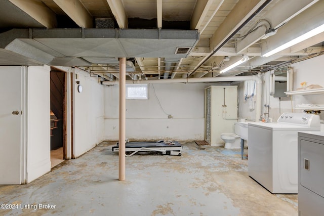 basement with independent washer and dryer