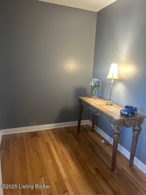 office area with hardwood / wood-style flooring