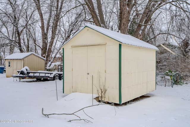 view of snow covered structure