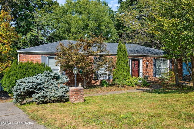 view of front of property with a front lawn