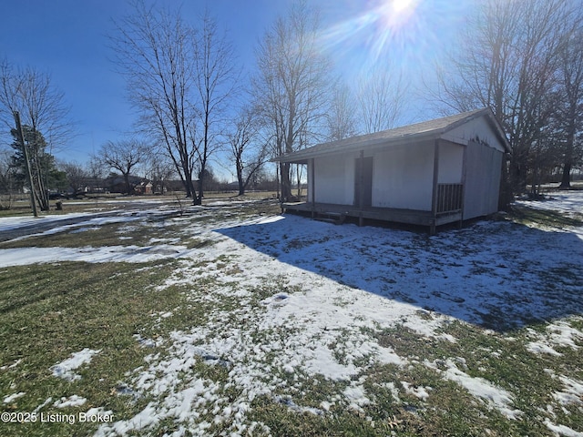 view of snow covered property