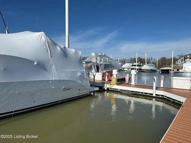 view of dock featuring a water view