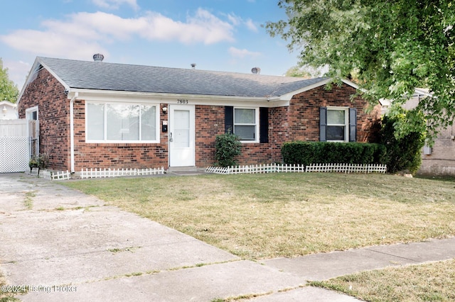 ranch-style home with a front yard