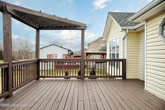 wooden terrace featuring a pergola