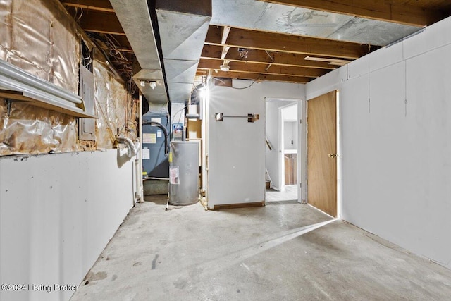 basement with water heater