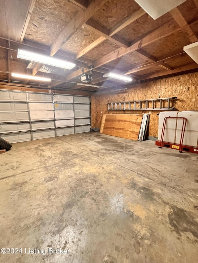 garage with a garage door opener