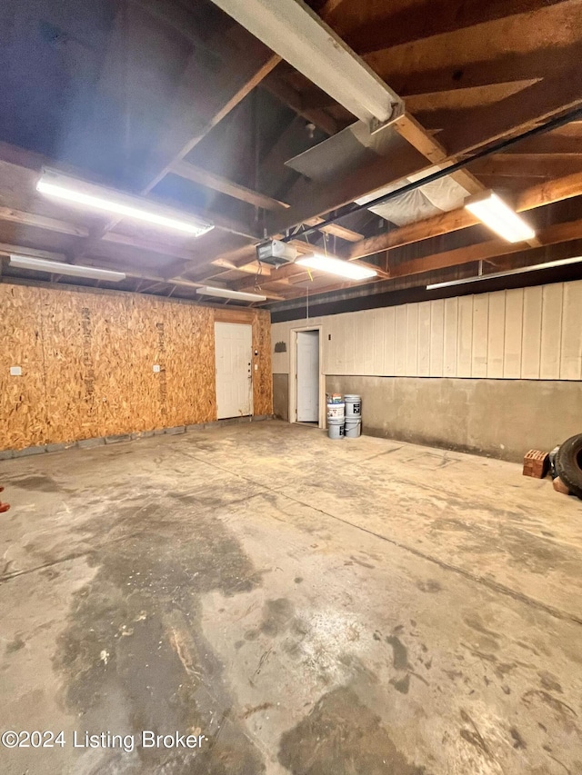 garage with a garage door opener