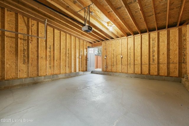 garage with a garage door opener