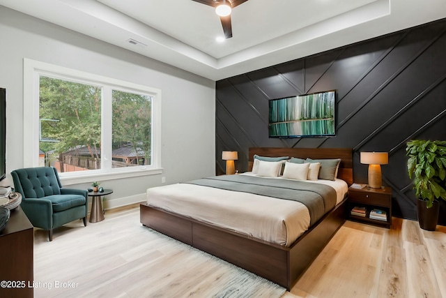 bedroom featuring light wood-type flooring