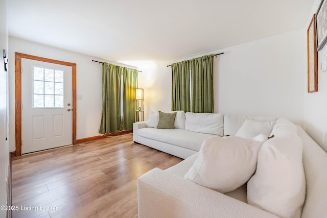 living room with light hardwood / wood-style flooring