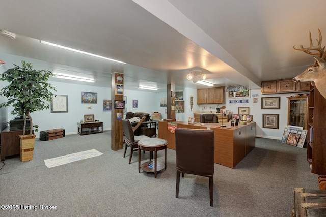 dining space featuring carpet floors