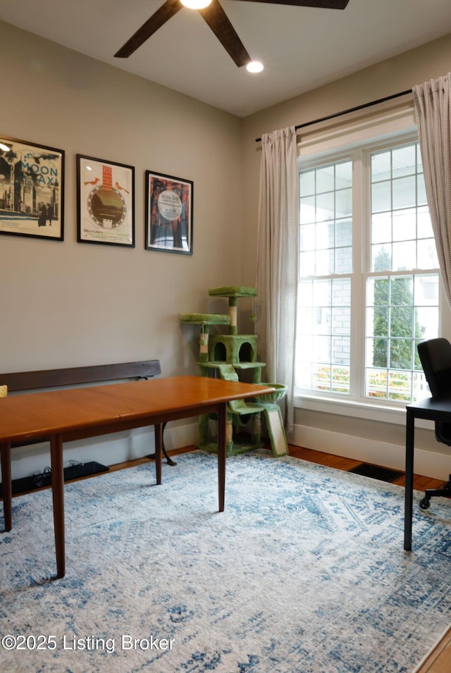 office featuring ceiling fan