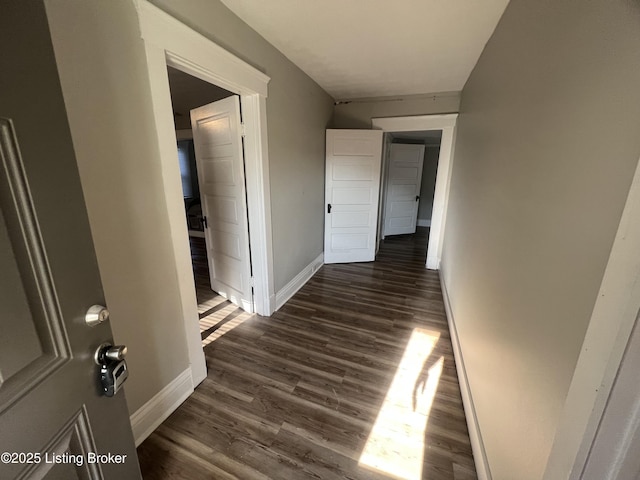 hallway featuring dark hardwood / wood-style floors