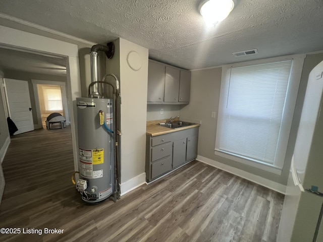 interior space featuring sink and gas water heater