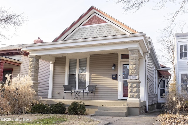 view of front of home featuring covered porch