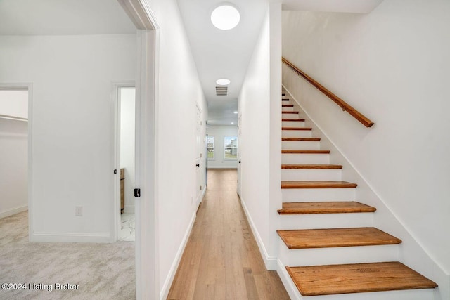 stairs with carpet floors