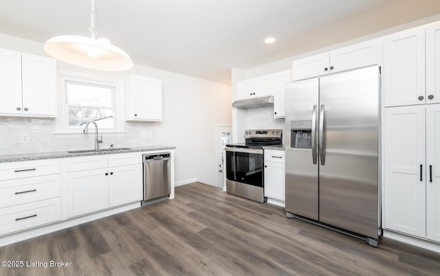 kitchen featuring white cabinetry, sink, and appliances with stainless steel finishes