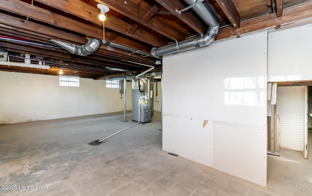 basement with heating unit