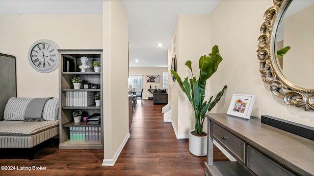 hall featuring dark hardwood / wood-style floors