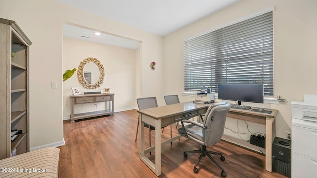 office area featuring wood-type flooring