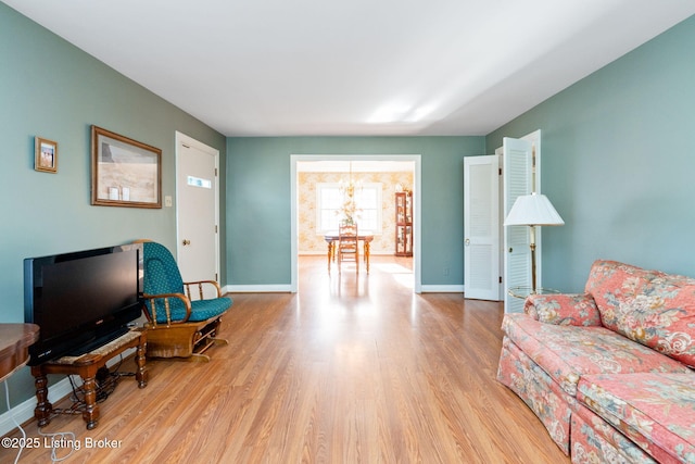 living room featuring light hardwood / wood-style flooring