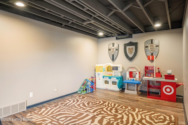 playroom featuring hardwood / wood-style flooring