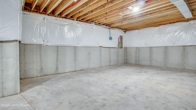 basement with electric panel