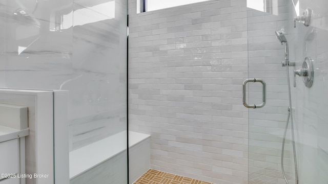 bathroom featuring walk in shower