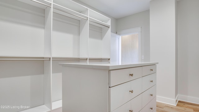 spacious closet with light wood-type flooring