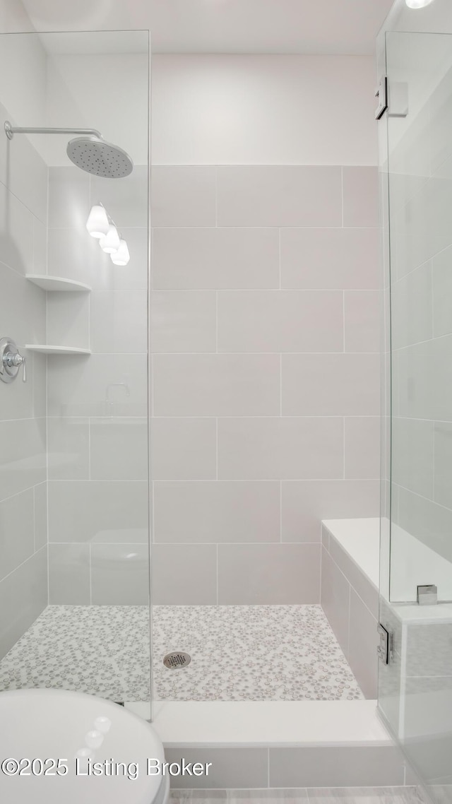 bathroom featuring walk in shower