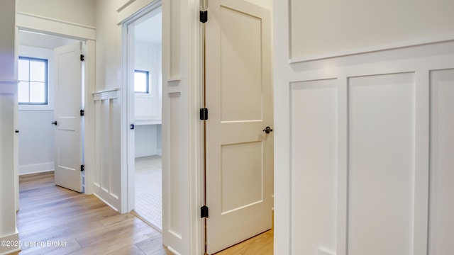 hall featuring light hardwood / wood-style flooring