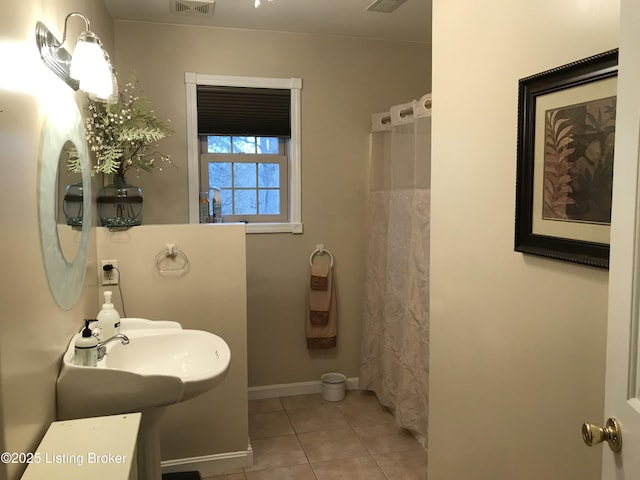 bathroom with tile patterned flooring